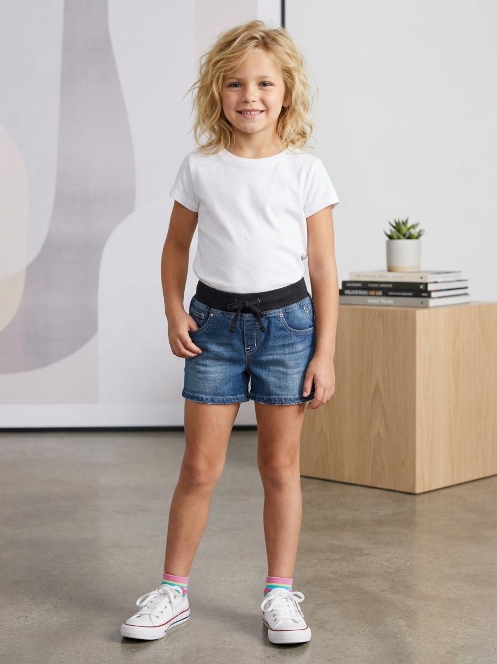 Justice Denim Shorts with Black Elastic Waistband